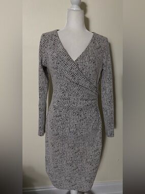 Ralph Lauren Textured Black and White Wrap Sheath Dress
